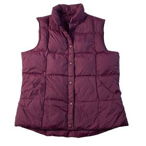 Lands' End Women's Size Small Maroon Red Down‎ Filled Vest Snap Front Pockets